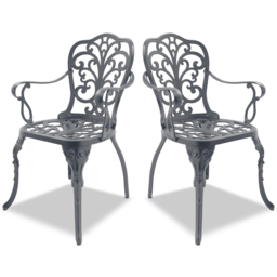 Centurion Bangui Set of 2 Grey Garden Bistro Chairs with Armrests - Size: 88 x 49 x 50cm - Wilko - thumbnail 4