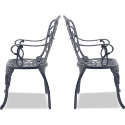 Centurion Bangui Set of 2 Grey Garden Bistro Chairs with Armrests - Size: 88 x 49 x 50cm - Wilko - thumbnail 5