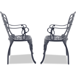 Centurion Bangui Set of 2 Grey Garden Bistro Chairs with Armrests - Size: 88 x 49 x 50cm - Wilko - thumbnail 6