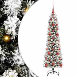 vidaXL Pre-Lit Warm White LED and Red Baubles White Artificial Christmas Tree with Stand 3.9ft - Wilko - thumbnail 3