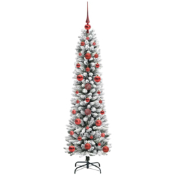 vidaXL Pre-Lit Warm White LED and Red Baubles White Artificial Christmas Tree with Stand 3.9ft - Wilko - thumbnail 5