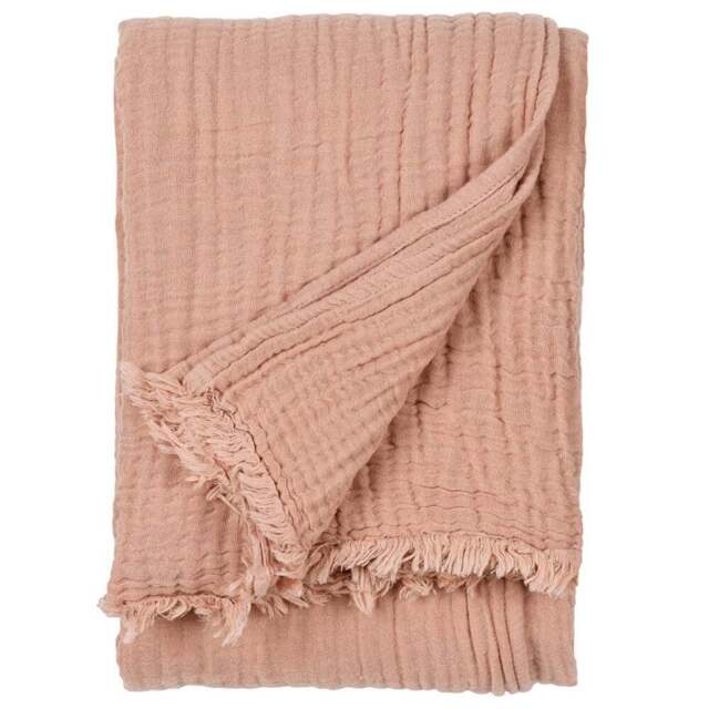 Yard Lark Pink Clay Muslin Cotton Throw 130 x 180cm - Size: 180 x 130cm - Yard Living - Wilko - image 1
