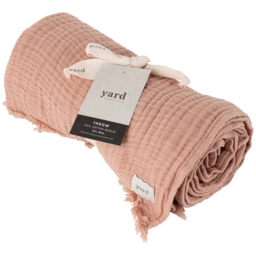 Yard Lark Pink Clay Muslin Cotton Throw 130 x 180cm - Size: 180 x 130cm - Yard Living - Wilko - thumbnail 4