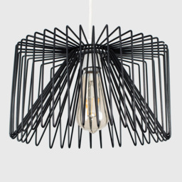 ValueLights Amadeus Black Wire Frame Pendant Shade - Size: 30 x 18 x 30cm - Wilko - thumbnail 4