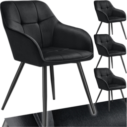 tectake Marilyn Set of 4 Black Quilted Velvet Dining Chair - Wilko - thumbnail 3
