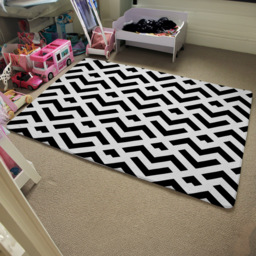 Benjamin Tate Design Faux Wool Small Black and White Geometric Rug 110 x 60cm - Size: 110 x 60 x 1cm - Wilko - thumbnail 6