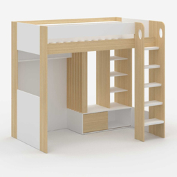 Flair Hampton Single White and Oak High Sleeper Frame - Brown - Wilko - thumbnail 3