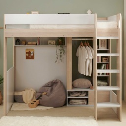 Flair Hampton Single White and Oak High Sleeper Frame - Brown - Wilko - thumbnail 6