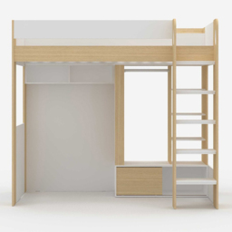 Flair Hampton Single White and Oak High Sleeper Frame - Brown - Wilko - thumbnail 4