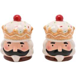 The Seasonal Gift Co. Santa & Friends 2 Piece Gingerbread Nutcracker Ceramic Shakers Set - Size: 7.5 x 5 x 5cm - White - Wilko