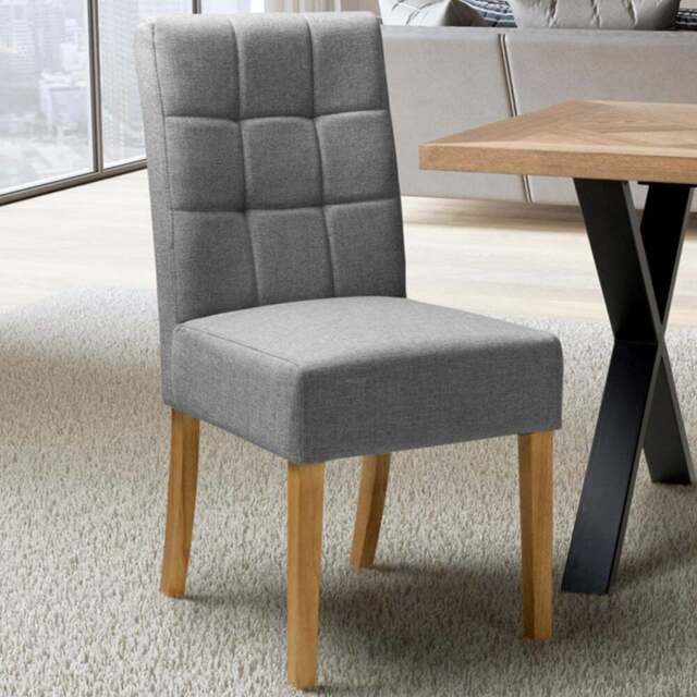 Moseley Set of 2 Silver Grey and Natural Linen Effect Dining Chair - Wilko - image 1