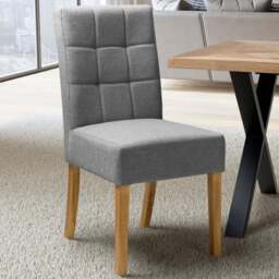 Moseley Set of 2 Silver Grey and Natural Linen Effect Dining Chair - Wilko