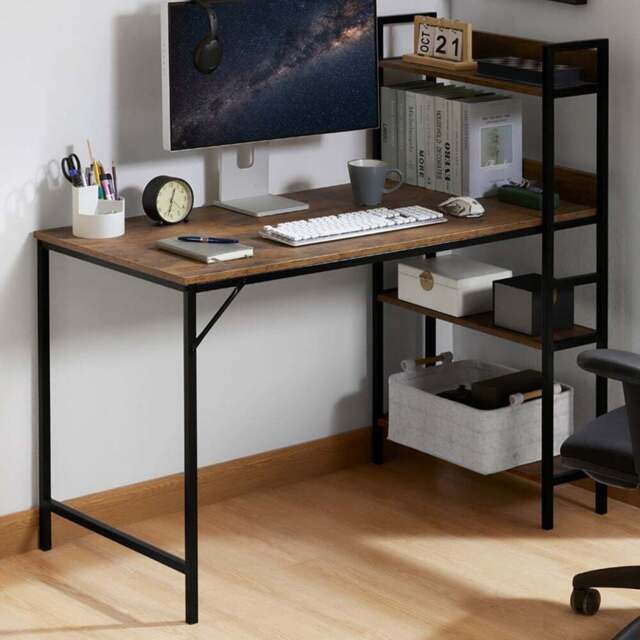 Vida Designs Brooklyn Dark Wood Computer Desk with 3 Shelf - Wilko - image 1