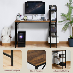 Vida Designs Brooklyn Dark Wood Computer Desk with 3 Shelf - Wilko - thumbnail 7