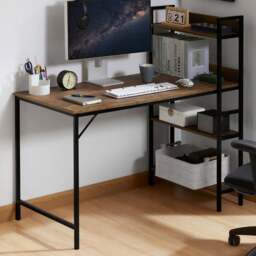 VIDA DESIGNS Brooklyn Dark Wood Computer Desk with 3 Shelf - Wilko