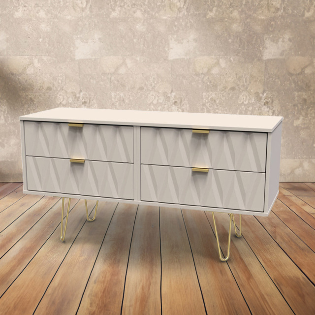 Crowndale Diamond 4 Drawer Matt Kashmir Chest of Drawers - Cream - Wilko - image 1