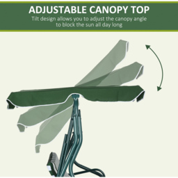 Outsunny 3 Seater Green and White Swing Chair with Canopy - Size: 139 x 53 x 14cm - Wilko - thumbnail 6