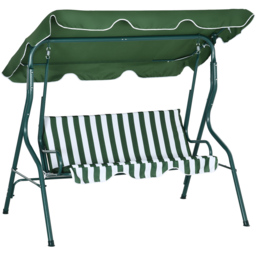 Outsunny 3 Seater Green and White Swing Chair with Canopy - Size: 139 x 53 x 14cm - Wilko - thumbnail 3