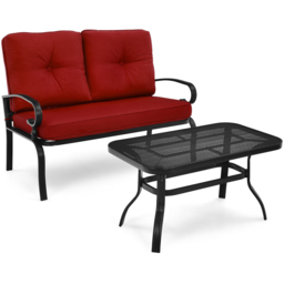 Costway 2 Seater Garden Bistro Set Red - Size: 114 x 64 x 36cm - Wilko - thumbnail 3