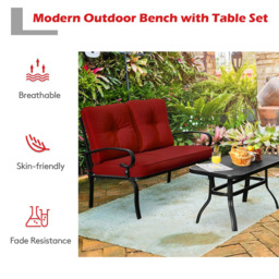 Costway 2 Seater Garden Bistro Set Red - Size: 114 x 64 x 36cm - Wilko - thumbnail 5