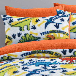 Velosso Single Multi Dinosaur Teddy Fleece Duvet Set - Wilko - thumbnail 3