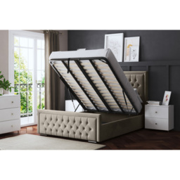 DS Living Allegra Small Double Cream Upholstered Ottoman Bed with Headboard - Wilko - thumbnail 6