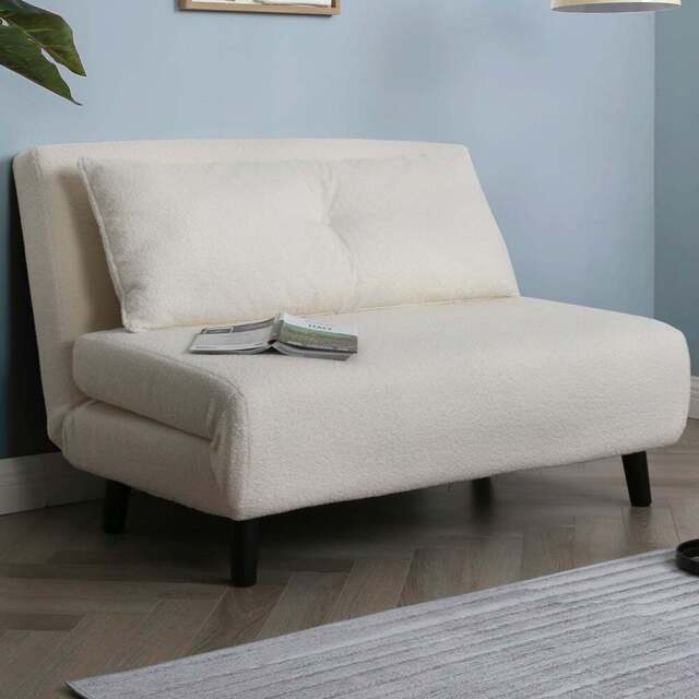 Aurora 2 Seater Boucle Sofa Bed - Cream - Home Garden Direct - Wilko - image 1