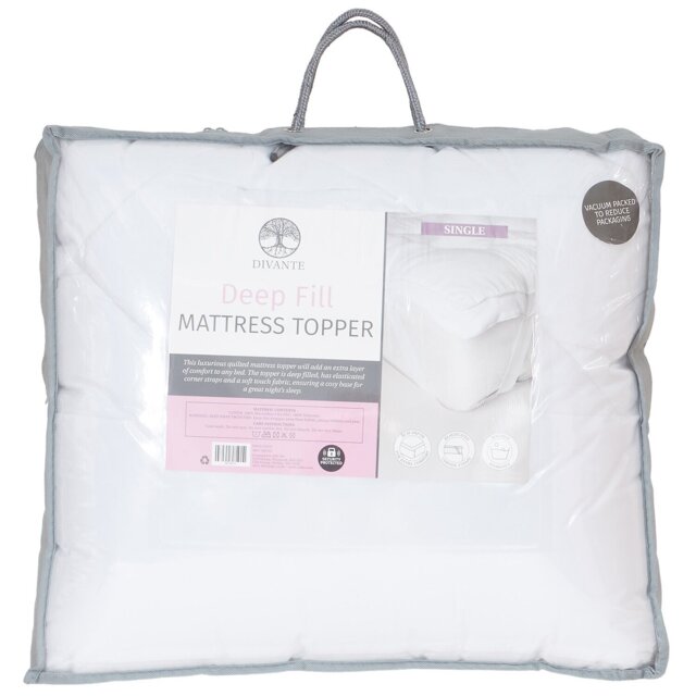 Divante Deep Fill Mattress Topper - White/King - Wilko - image 1