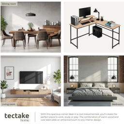 tectake Melrose Oak Sonoma Corner Desk with Movable Monitor Stand - Brown - Wilko - thumbnail 6