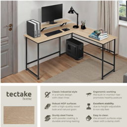 tectake Melrose Oak Sonoma Corner Desk with Movable Monitor Stand - Brown - Wilko - thumbnail 7
