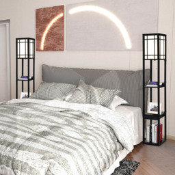 Costway Single Drawer 3 Shelf Tall Storage Floor Lamp with 2 USB Charging Port - Size: 44 x 33 x 29cm - Black - Wilko - thumbnail 5