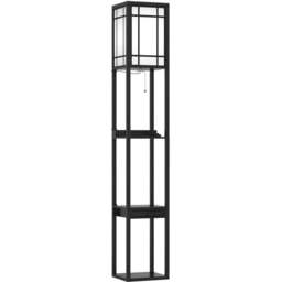 Costway Single Drawer 3 Shelf Tall Storage Floor Lamp with 2 USB Charging Port - Size: 44 x 33 x 29cm - Black - Wilko