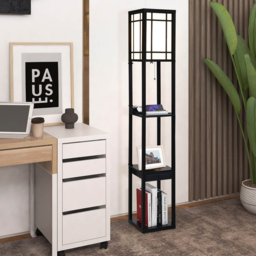 Costway Single Drawer 3 Shelf Tall Storage Floor Lamp with 2 USB Charging Port - Size: 44 x 33 x 29cm - Black - Wilko - thumbnail 3