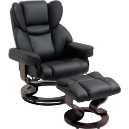 Portland Black PU Leather Manual Recliner Chair with Footstool - Size: Single - Wilko - thumbnail 3