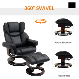 Portland Black PU Leather Manual Recliner Chair with Footstool - Size: Single - Wilko - thumbnail 7