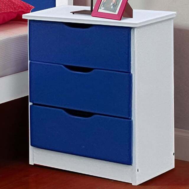 Brooklyn 3 Drawer Blue Childrens Wooden Star Bedside Table - Size: 3 Drawers - Wilko - image 1