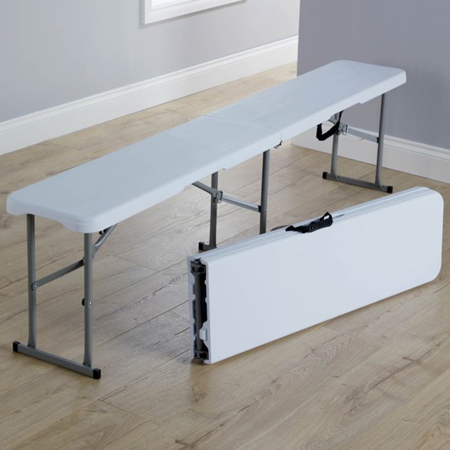 Home Source Trestle Indoor and Outdoor Folding Bench - Size: 43 x 28 x 182cm - White - Wilko - image 1