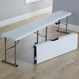 Home Source Trestle Indoor and Outdoor Folding Bench - Size: 43 x 28 x 182cm - White - Wilko - thumbnail 1