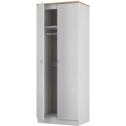 Crowndale Sussex 2 Door Grey Ash and Bardolino Oak Tall Wardrobe Ready Assembled - Grey Ash & Bardolino Oak - Wilko - thumbnail 5