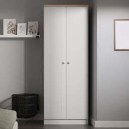 Crowndale Sussex 2 Door Grey Ash and Bardolino Oak Tall Wardrobe Ready Assembled - Grey Ash & Bardolino Oak - Wilko - thumbnail 1