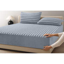 Velosso Double Silver Jumbo Cord Fitted Bed Sheet - Wilko - thumbnail 3