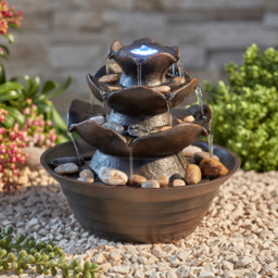 Garden Gear Oriental Table Top Water Feature - Size: 22 x 23 x 23cm - Brown - Wilko - thumbnail 3