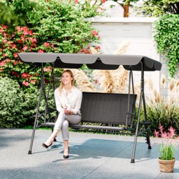Outsunny 3 Seater Grey Garden Swing Bench with Adjustable Canopy - Size: 150 x 112 x 204cm - Wilko - thumbnail 5