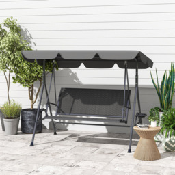 Outsunny 3 Seater Grey Garden Swing Bench with Adjustable Canopy - Size: 150 x 112 x 204cm - Wilko - thumbnail 4