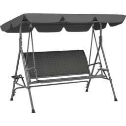 Outsunny 3 Seater Grey Garden Swing Bench with Adjustable Canopy - Size: 150 x 112 x 204cm - Wilko - thumbnail 3
