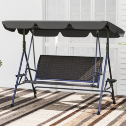 Outsunny 3 Seater Grey Garden Swing Bench with Adjustable Canopy - Size: 150 x 112 x 204cm - Wilko - thumbnail 1