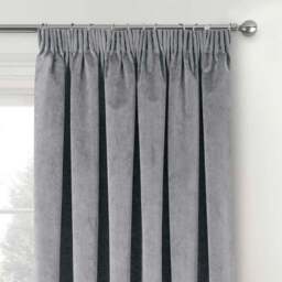 Enhanced Living Oxford Grey Thermal Blackout Pencil Pleat Velvet Curtains 117 x 137cm - Wilko - thumbnail 3