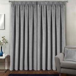 Enhanced Living Oxford Grey Thermal Blackout Pencil Pleat Velvet Curtains 117 x 137cm - Wilko - thumbnail 4