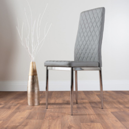 Furniturebox Arona Valera 6 Seater Round Dining Set Grey and Chrome - Wilko - thumbnail 3