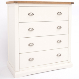 Cosenza 4 Drawer Off White Chest of Drawers with Chrome Cup Handles - Wilko - thumbnail 4